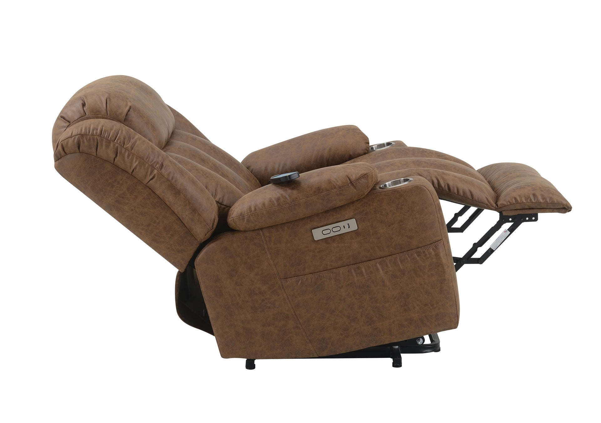 Pacay Brown Leather Aire Power Motion Recliner with Lift, Heating & Massage Function