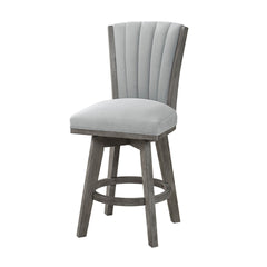 Core Set of 2 Swivel Counter Stool Chairs, Gray, Channel Tufted Velvet
