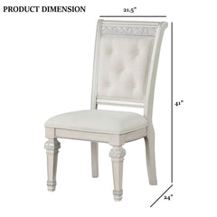 Traditional Style 2pc Side Chair Upholstered Seat And Backrest Ivory Finish Dining Room