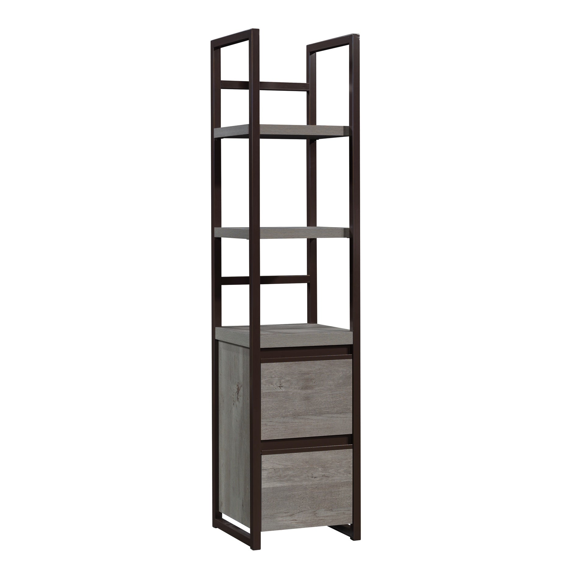 2-Shelf Narrow Bookcase, Brown finish