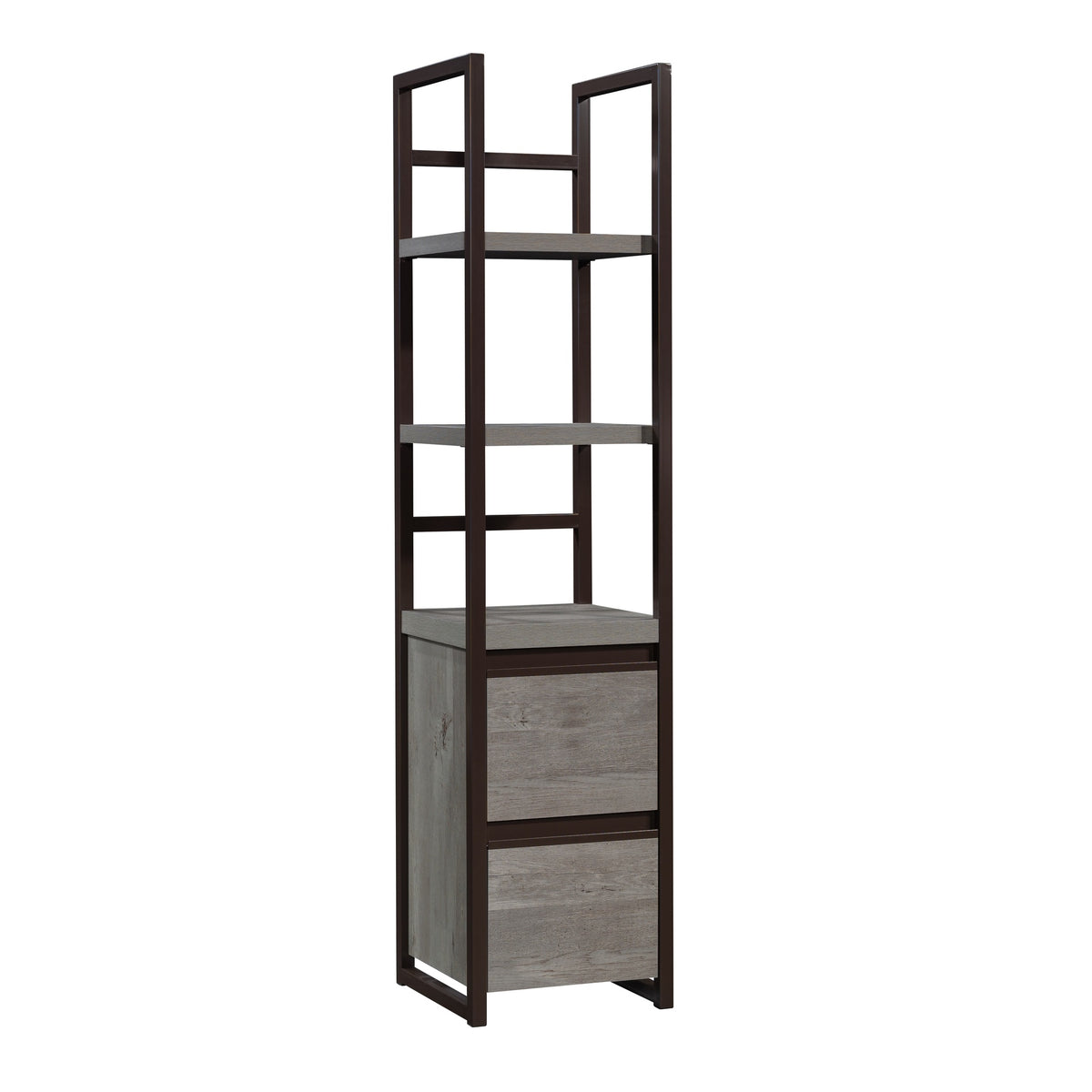 2-Shelf Narrow Bookcase, Brown finish