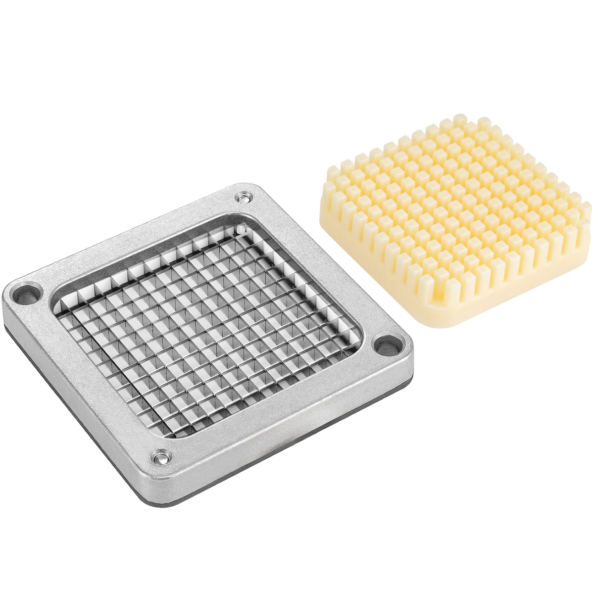 Replacement Chopper Blade, 1/4 inch, 3 PCS French Fry Blade Assembly with 6 Extra Knives, Stainless Steel Dicer Parts and Push Block for Cutting Potatoes Carrots Onions Cucumbers Mushrooms
