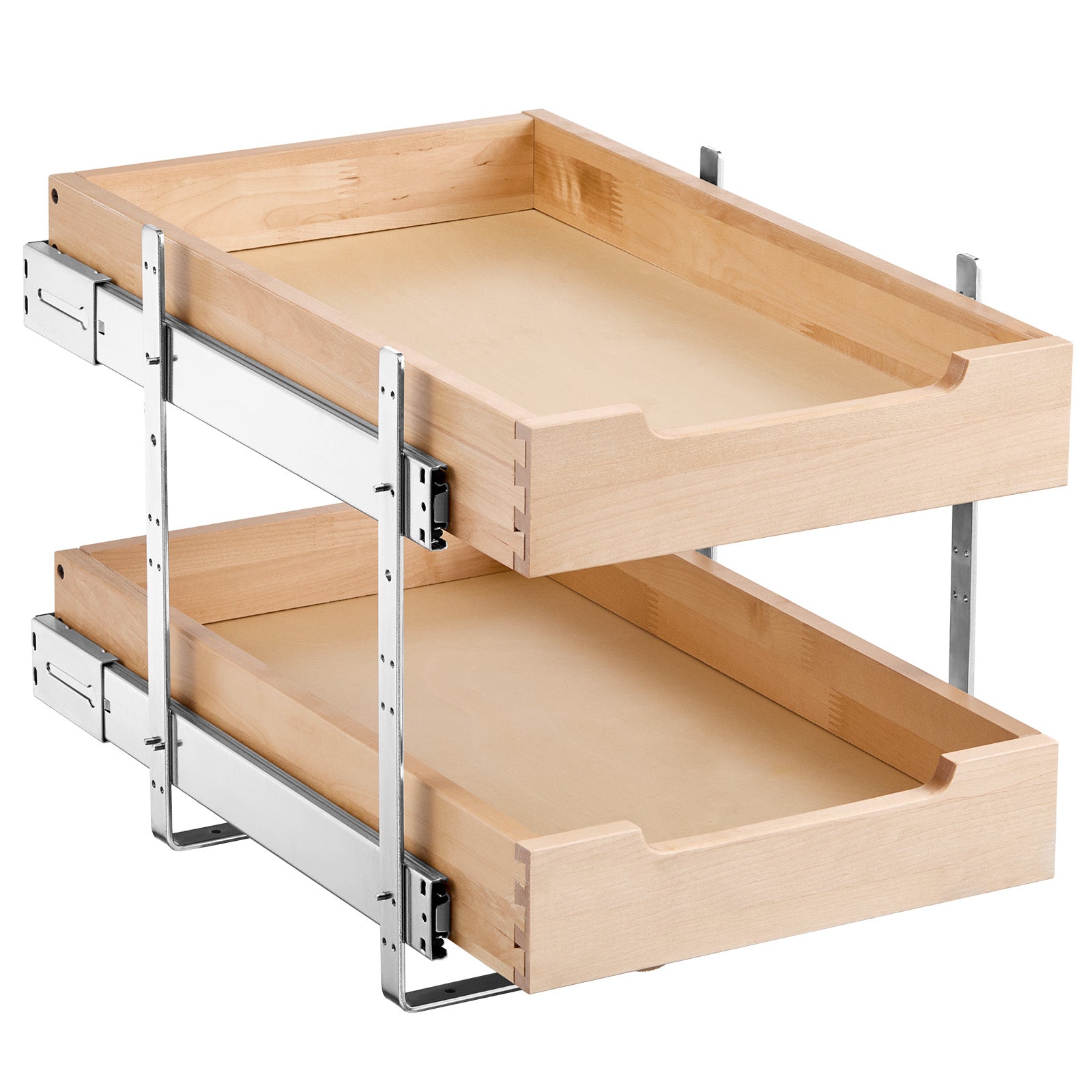2 Tier Pull Out Cabinet Organizer Soft Close Slide Out Wood Drawer 14"W x 21"D