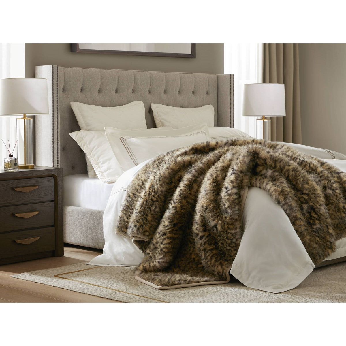 1-Piece 60x80" Faux Fur Throw Blanket,Leopard