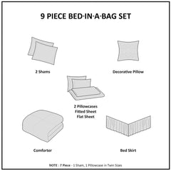 9-Piece Queen 9 Piece Comforter Set with Cotton Bed Sheets,Navy
