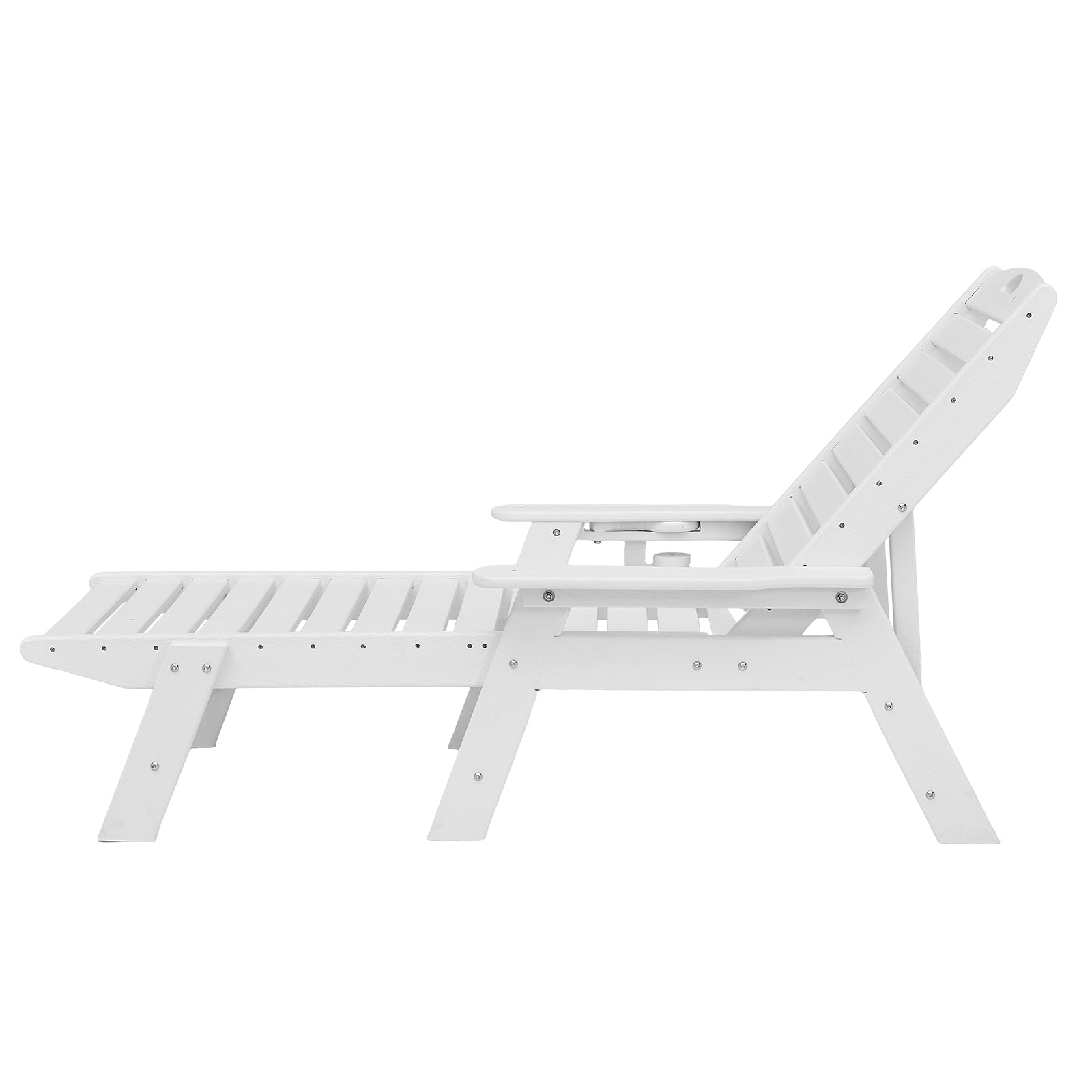 Outdoor Chaise Lounge Chair 6 Position Adjustable Reclining Bench Lounger White