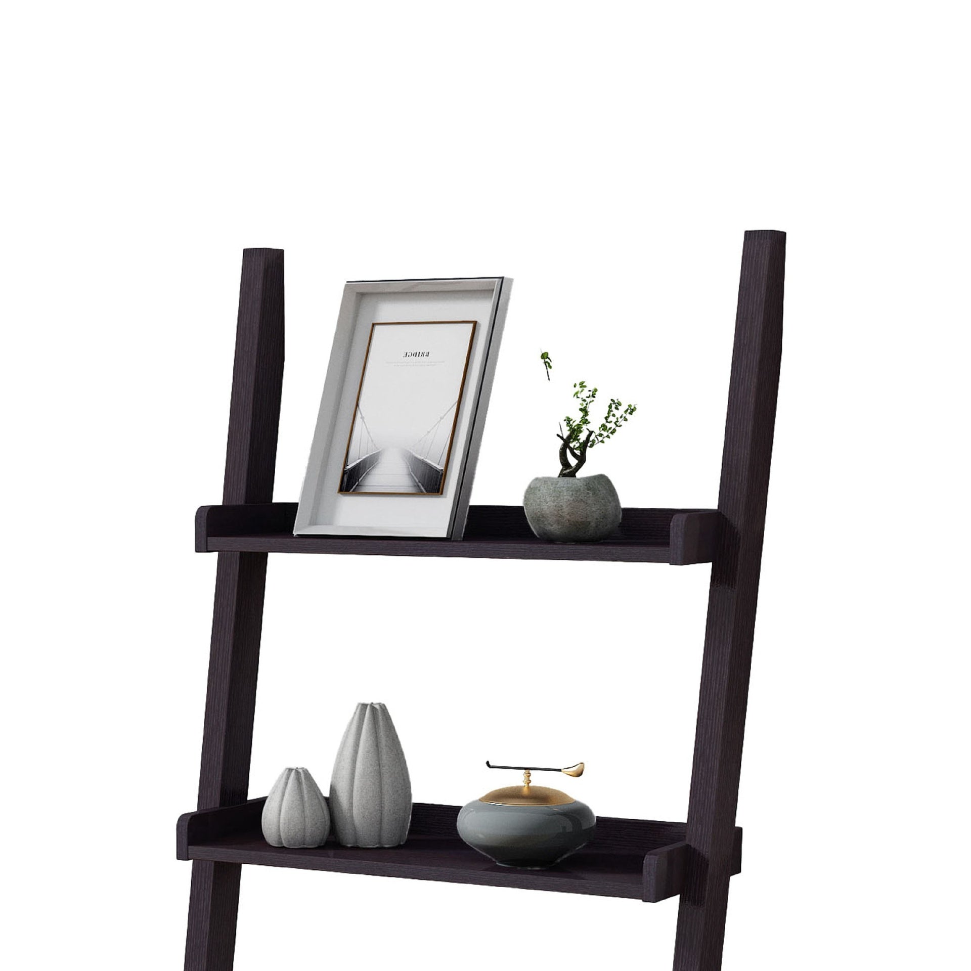 Accent Ladder Bookcase with 5 Shelves, 72 Inch, Red Cocoa Brown