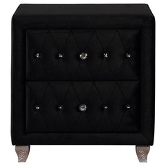 Glam Style 1pc Nightstand Button Tufted Full upholstered Frame Acrylic Buttons Black Finish Bedroom Furniture