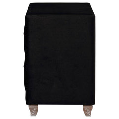 Glam Style 1pc Nightstand Button Tufted Full upholstered Frame Acrylic Buttons Black Finish Bedroom Furniture