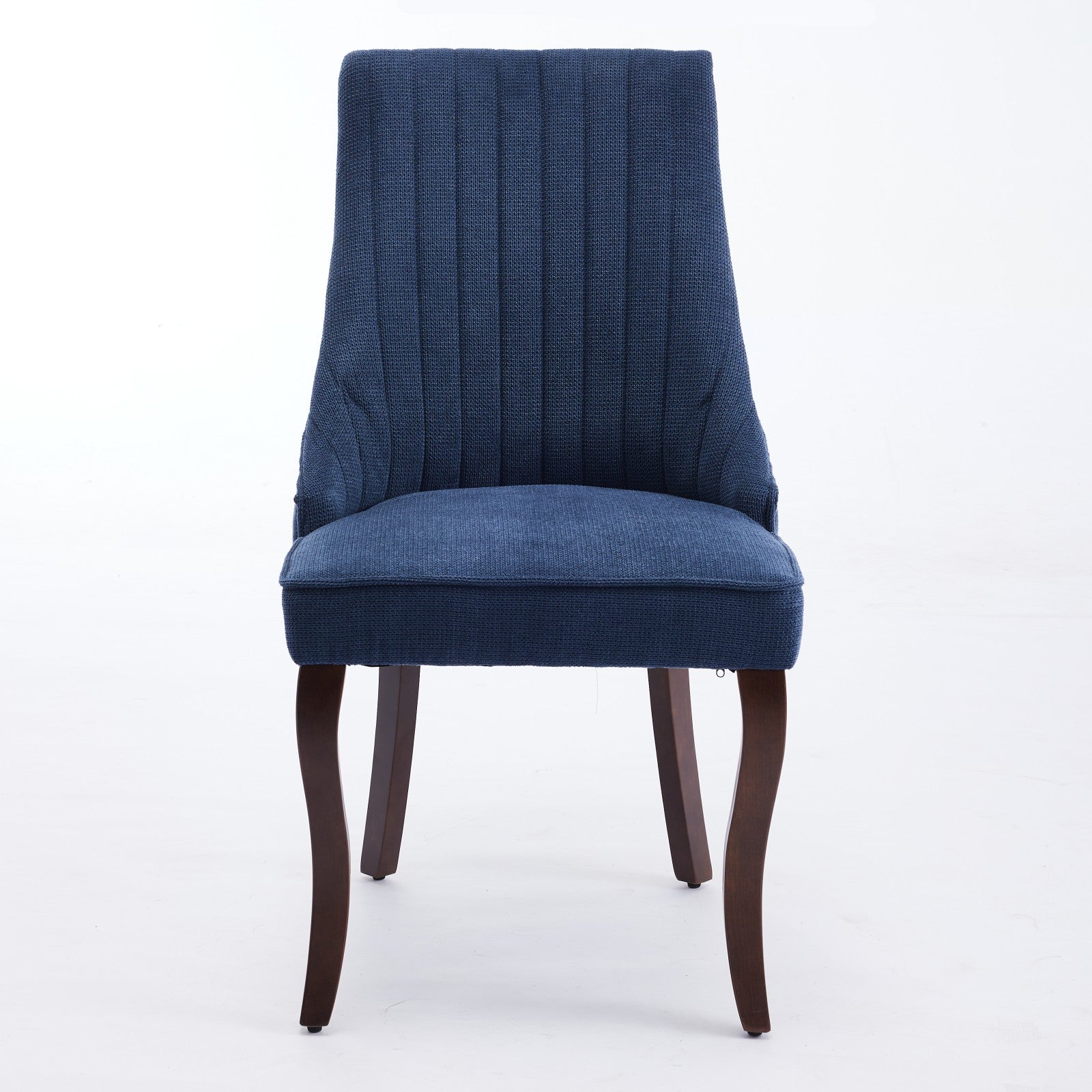 Rayon Cloth Flocking Linen Dining Chairs Channel Kitchen Dinner Chair Comfy Fabric Upholstered Accent Chair for Dining Room with Curved Solid Wood Legs,Set of 2 (Blue), SW1847BL