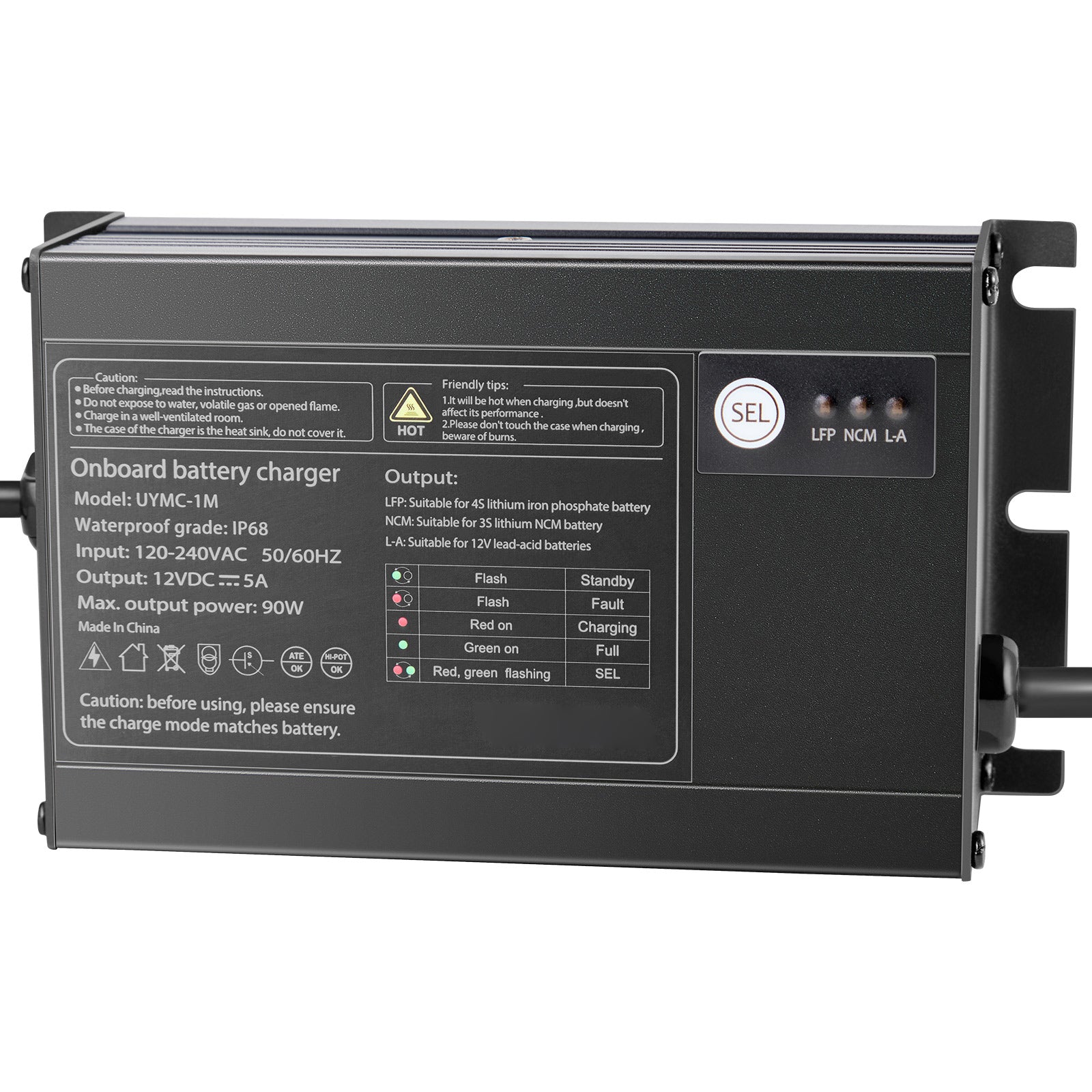1-Bank 5A 12V Smart Marine Battery Charger Onboard IP68 Waterproof Boat RV Yacht