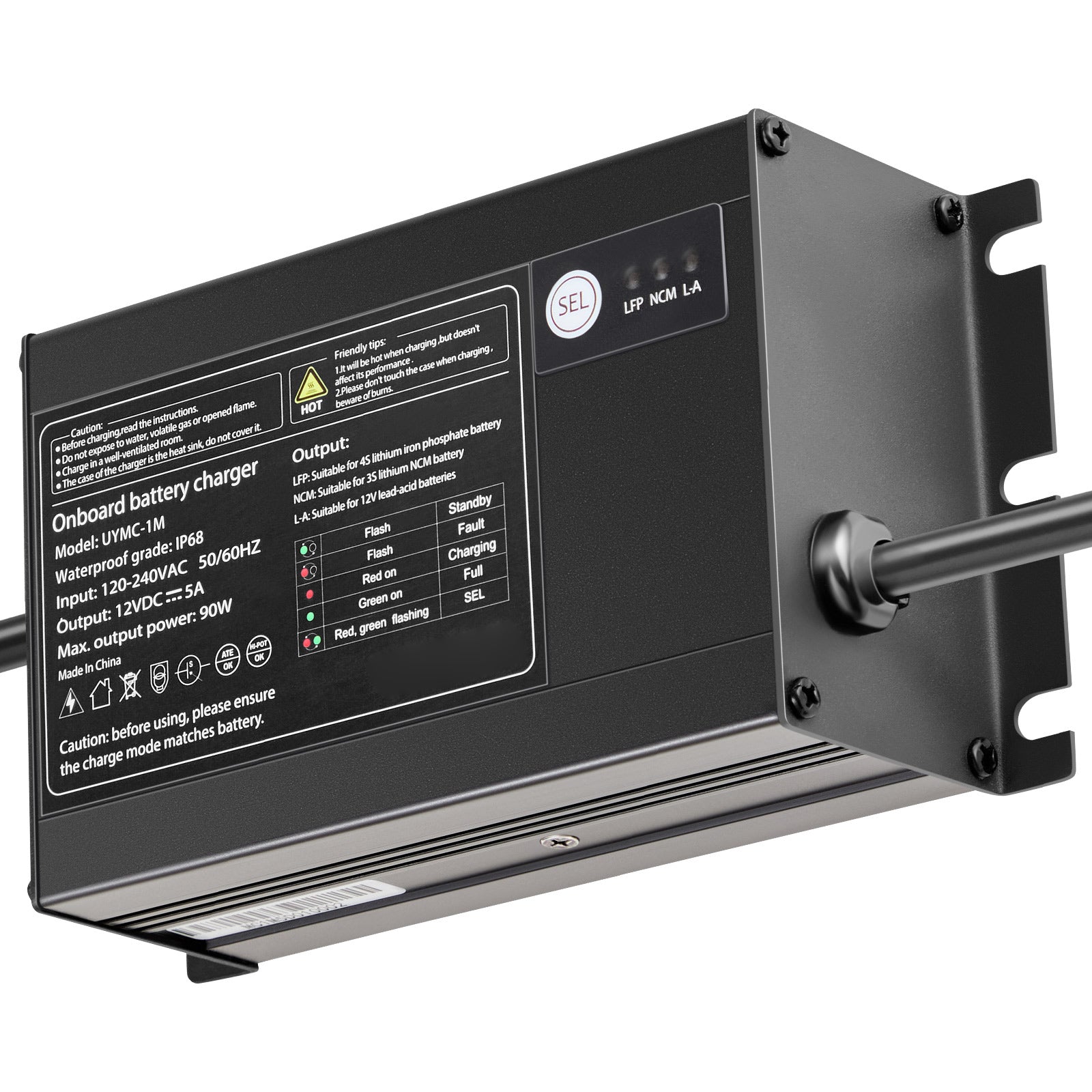 1-Bank 5A 12V Smart Marine Battery Charger Onboard IP68 Waterproof Boat RV Yacht