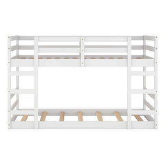 Twin Over Twin Bunk Bed with Ladder, White