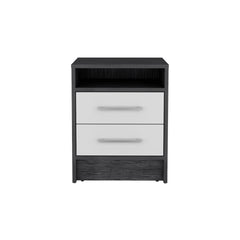 Nightstand Cartiz, Two Drawers, Smokey Oak / White Finish