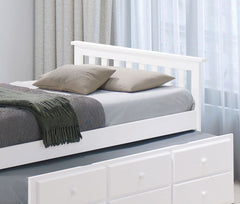 Transitional Style Captain Bed With Trundle And 3 Drawers Attached Slat Design Mortise & Tenon Joint White Finish