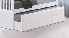 Transitional Style Captain Bed With Trundle And 3 Drawers Attached Slat Design Mortise & Tenon Joint White Finish