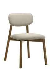 Mid-Century Modern Style 2pc Side Chair Upholstered Polyester Walnut And Beige Finish Dining Room