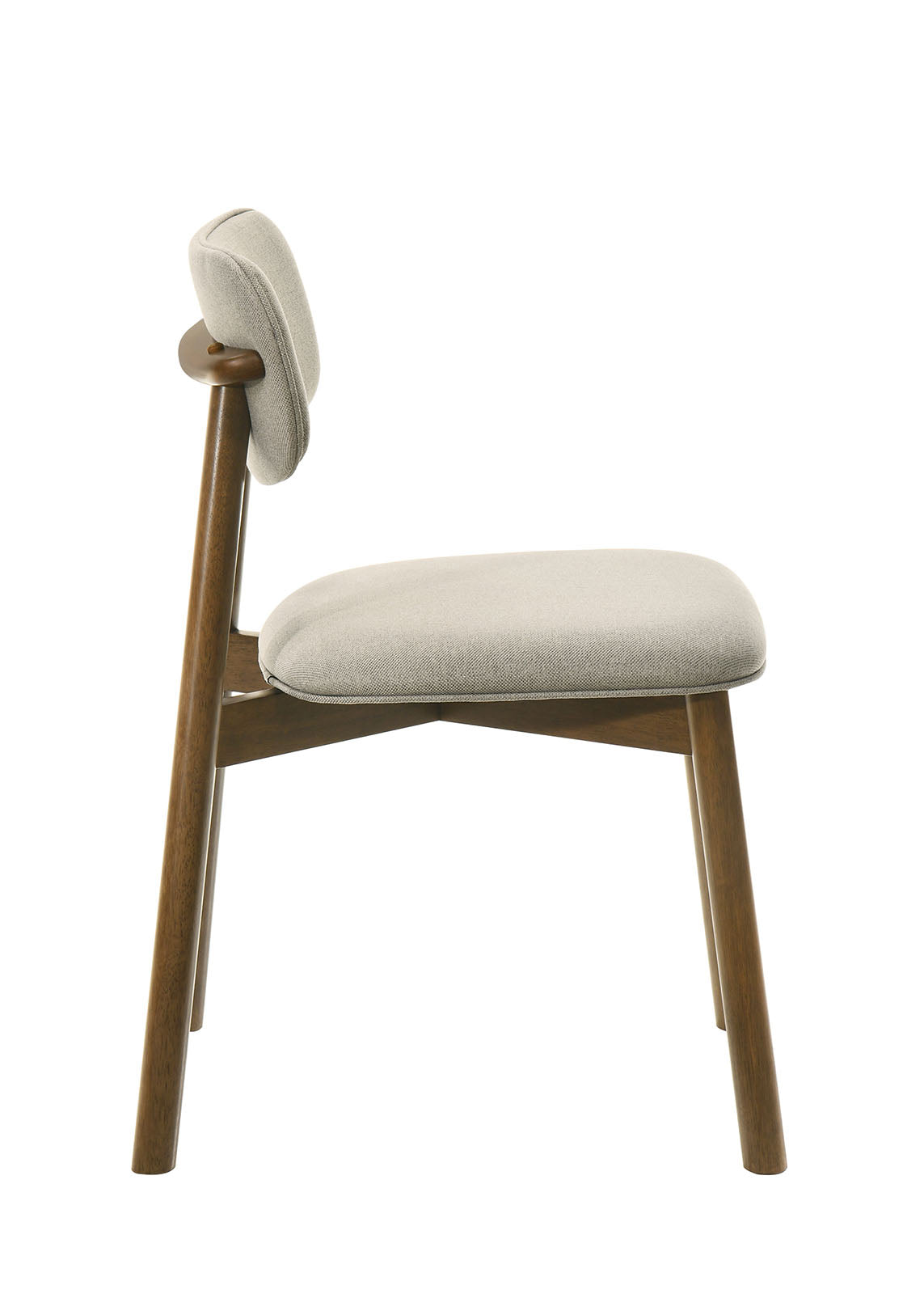 Mid-Century Modern Style 2pc Side Chair Upholstered Polyester Walnut And Beige Finish Dining Room