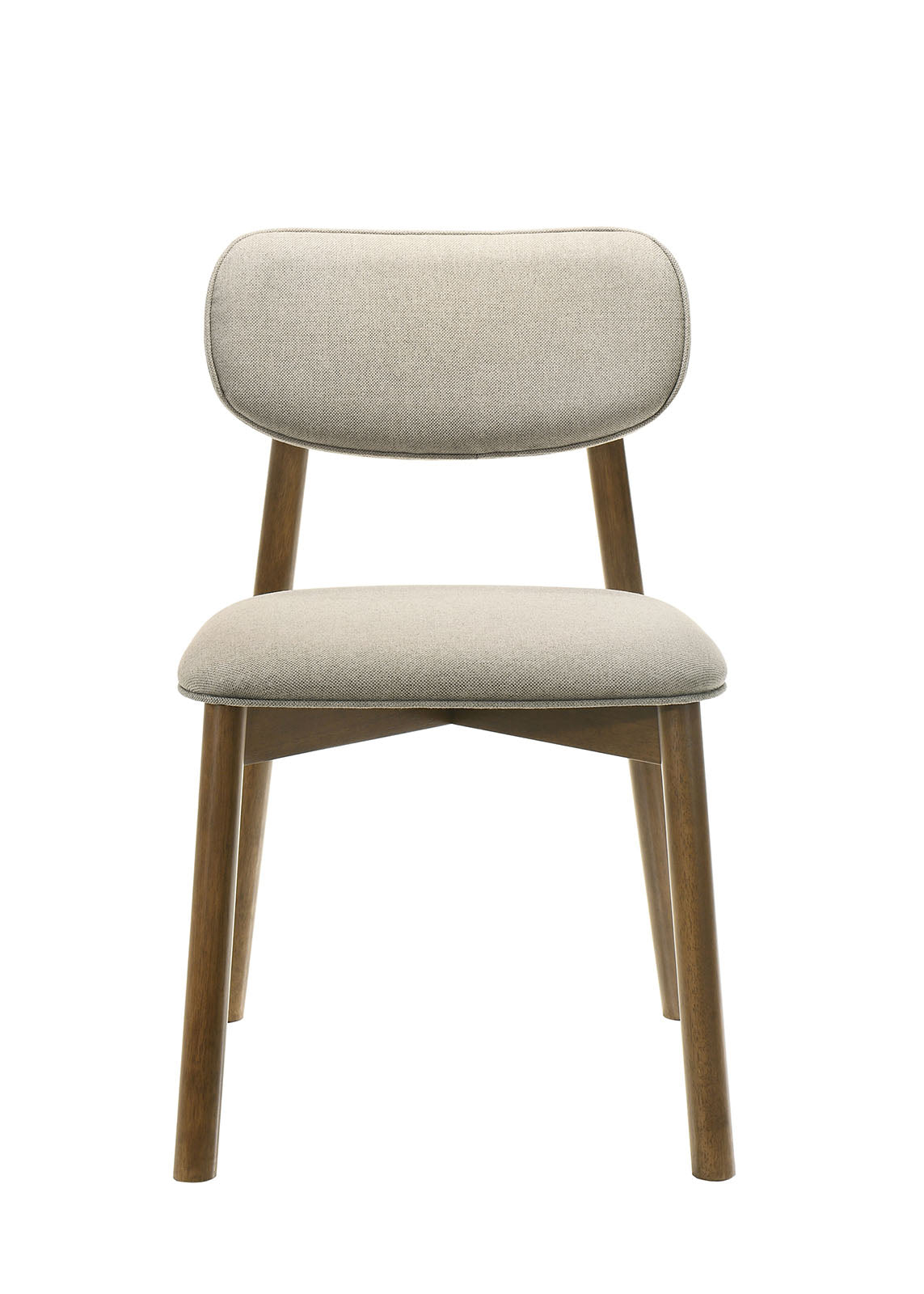 Mid-Century Modern Style 2pc Side Chair Upholstered Polyester Walnut And Beige Finish Dining Room