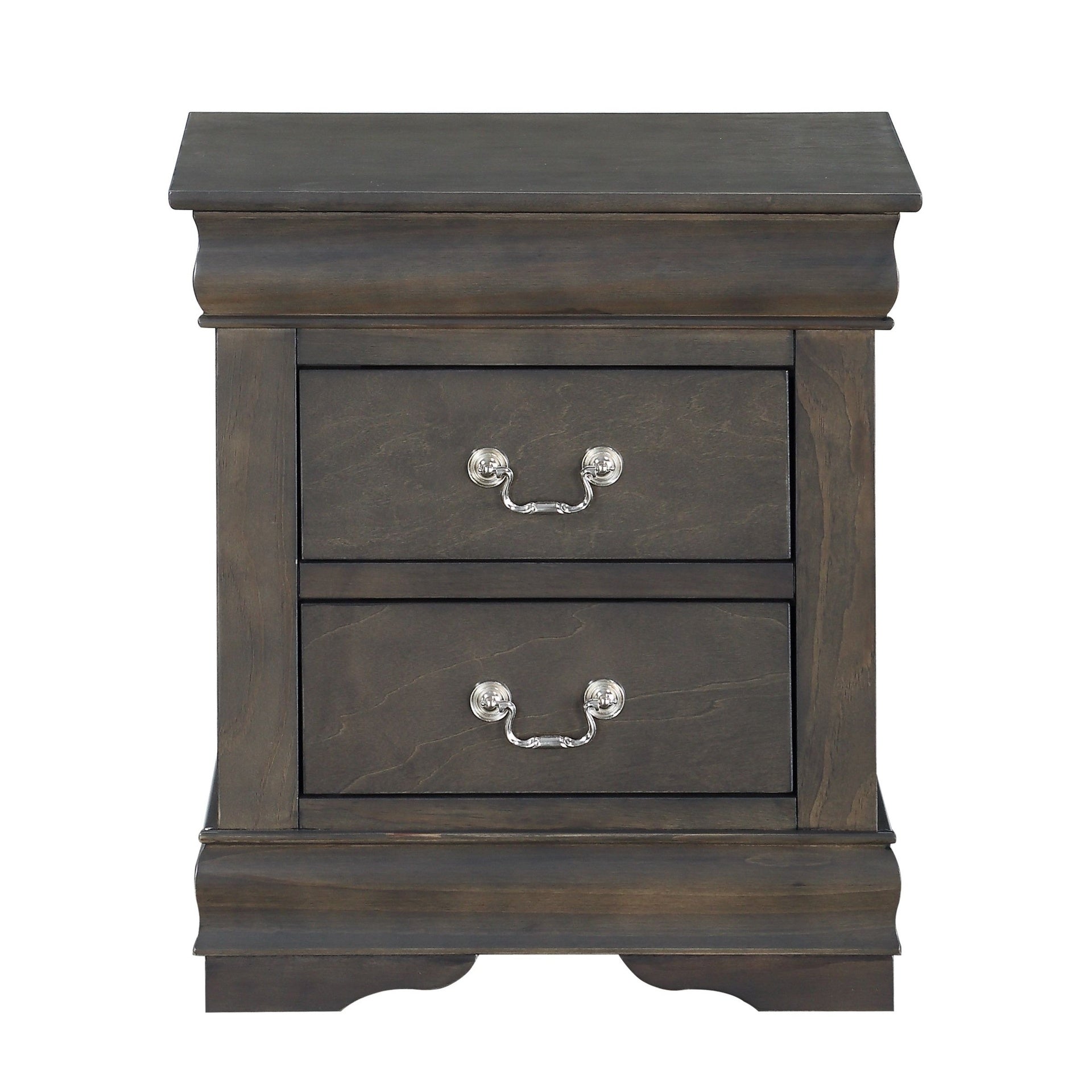 1pc Traditional Classic Gray Finish 2-Drawers Nightstand Wooden Bedroom Furniture
