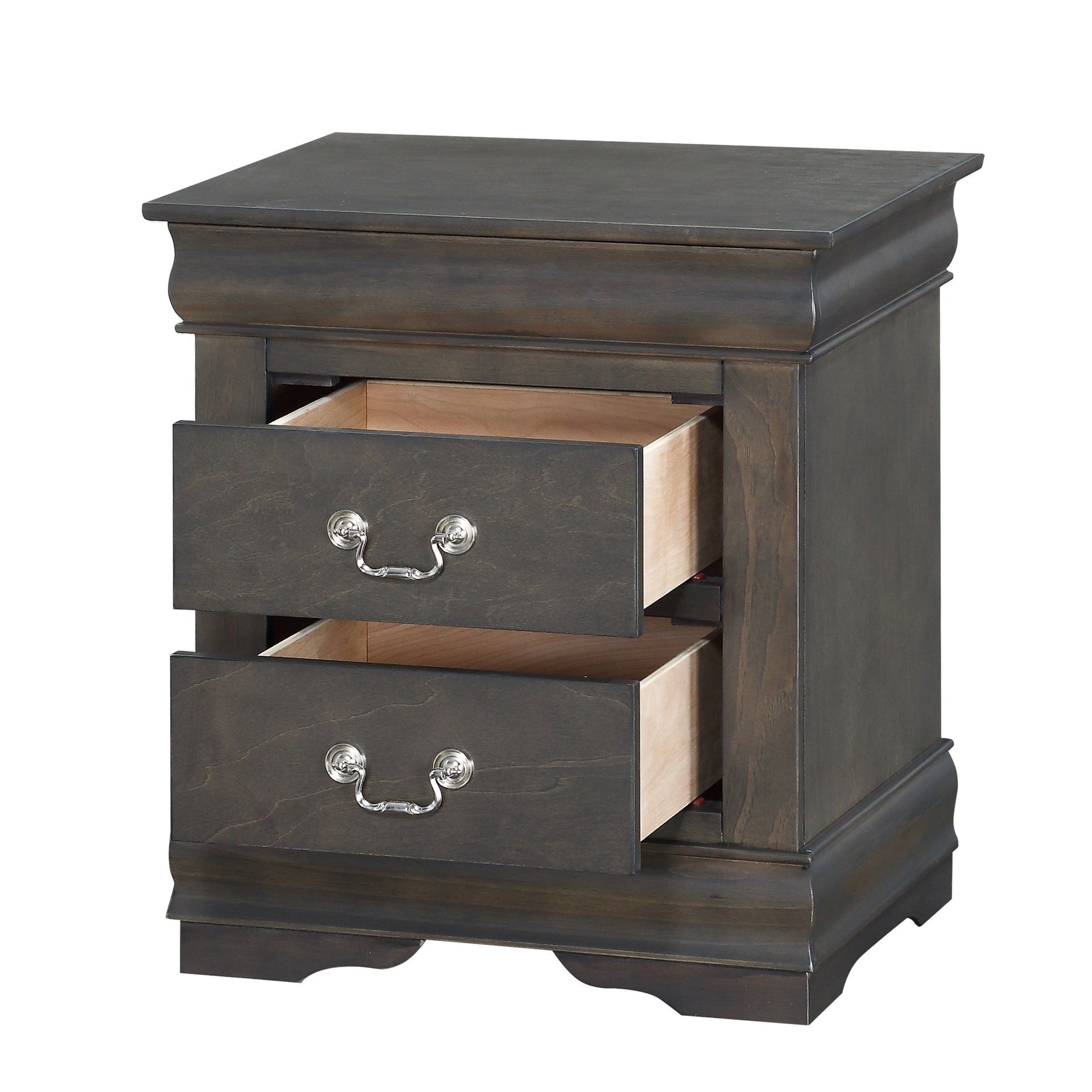 1pc Traditional Classic Gray Finish 2-Drawers Nightstand Wooden Bedroom Furniture
