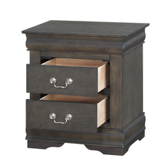 1pc Traditional Classic Gray Finish 2-Drawers Nightstand Wooden Bedroom Furniture