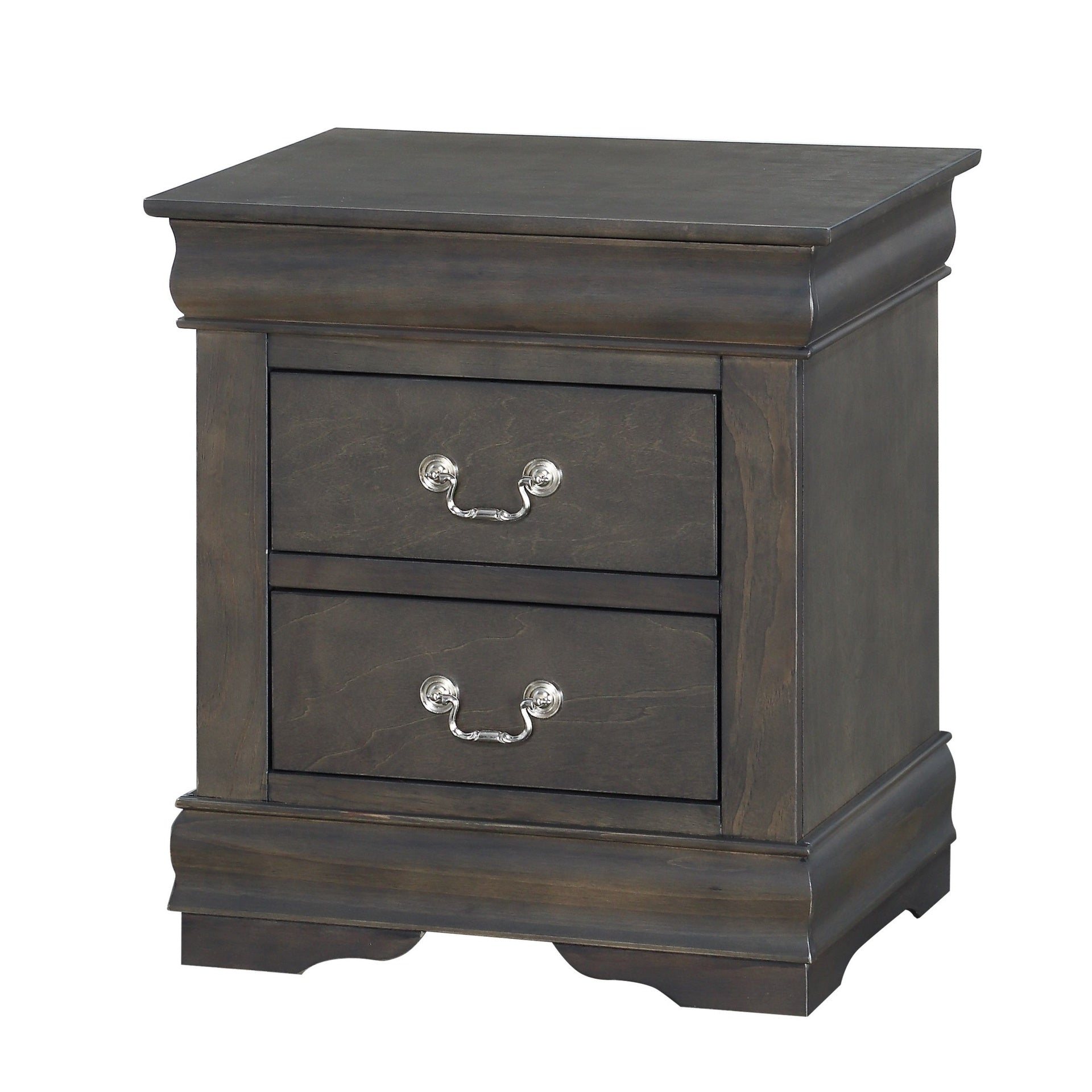 1pc Traditional Classic Gray Finish 2-Drawers Nightstand Wooden Bedroom Furniture