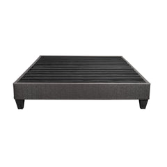 King Size Platform Bed Base, Upholstered Mattress Foundation Bed Frame, Dark Grey