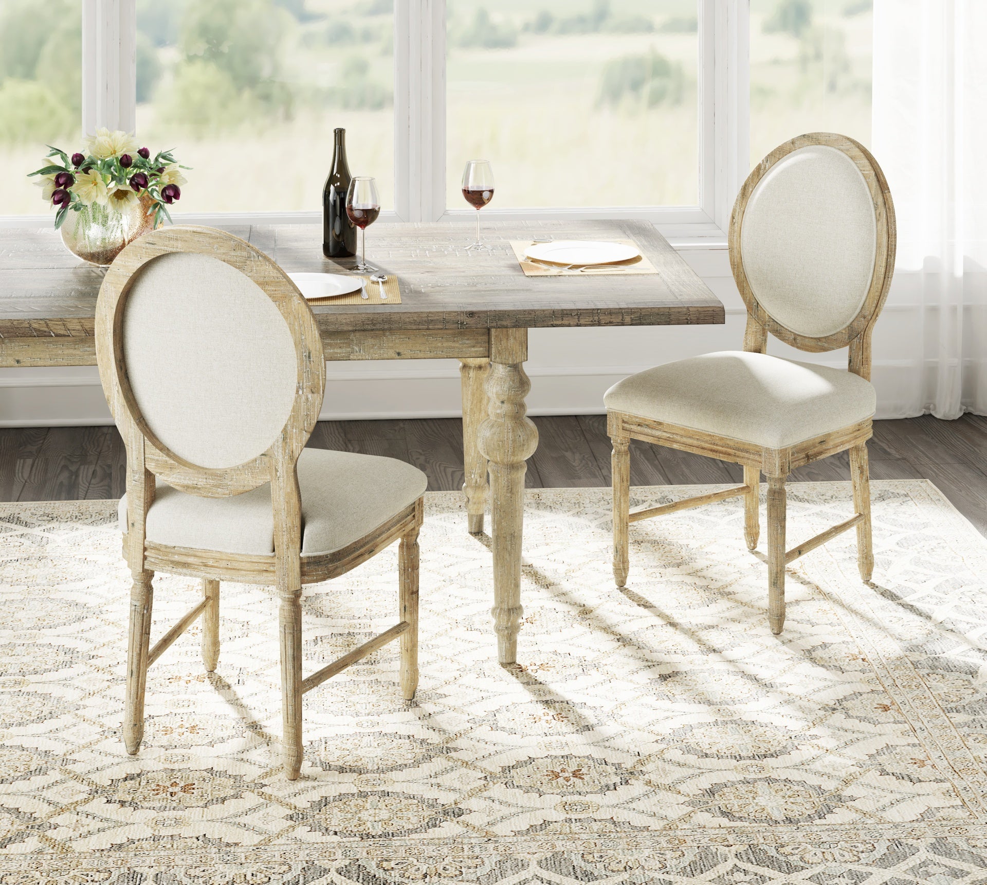 Brown Upholstered Dining Chairs, Set of 2