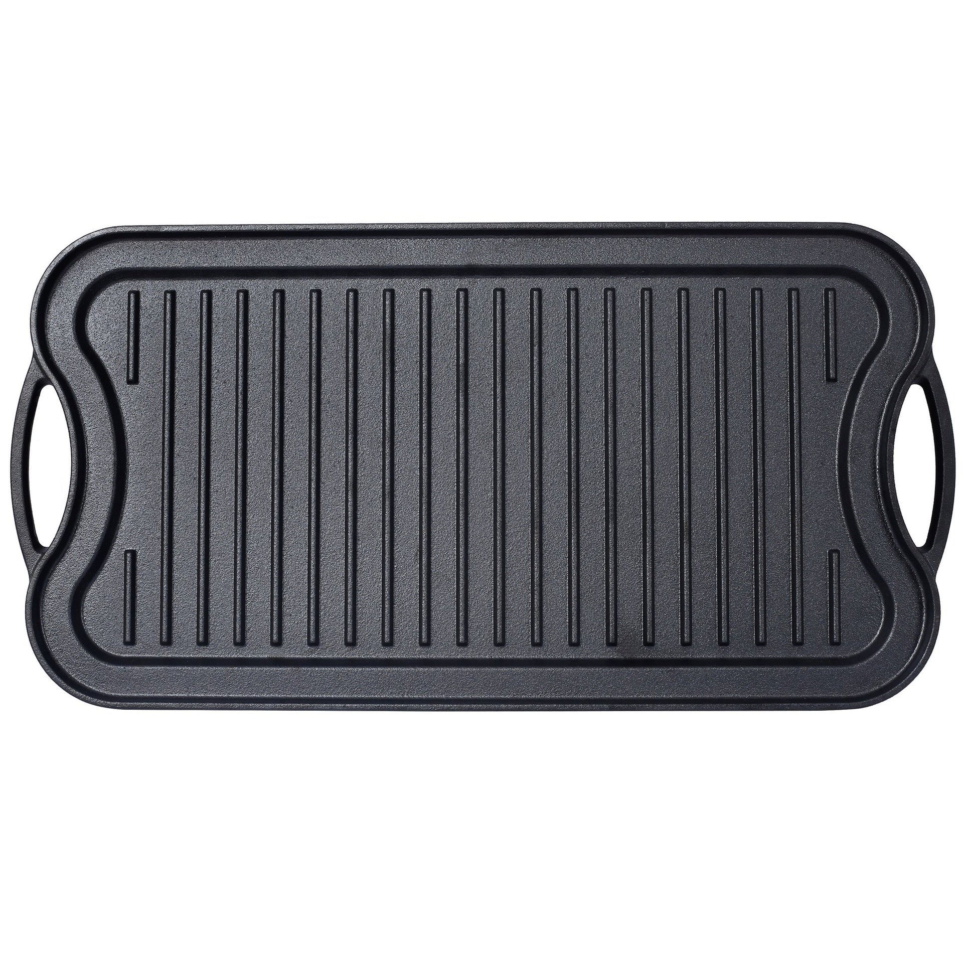 Pre-Seasoned Cast Iron Reversible Rectangular Grill/Griddle, Black,20inch x 10inch
