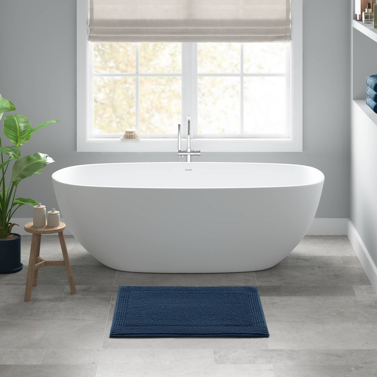 1 PCS 20x30" 100% Cotton Tufted 3000 GSM Reversible Bath Rug Navy