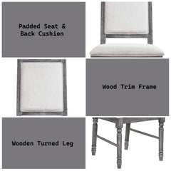 Leventis Cream Linen & Weathered Gray Finish Side Chair (Set of 2)