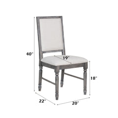 Leventis Cream Linen & Weathered Gray Finish Side Chair (Set of 2)