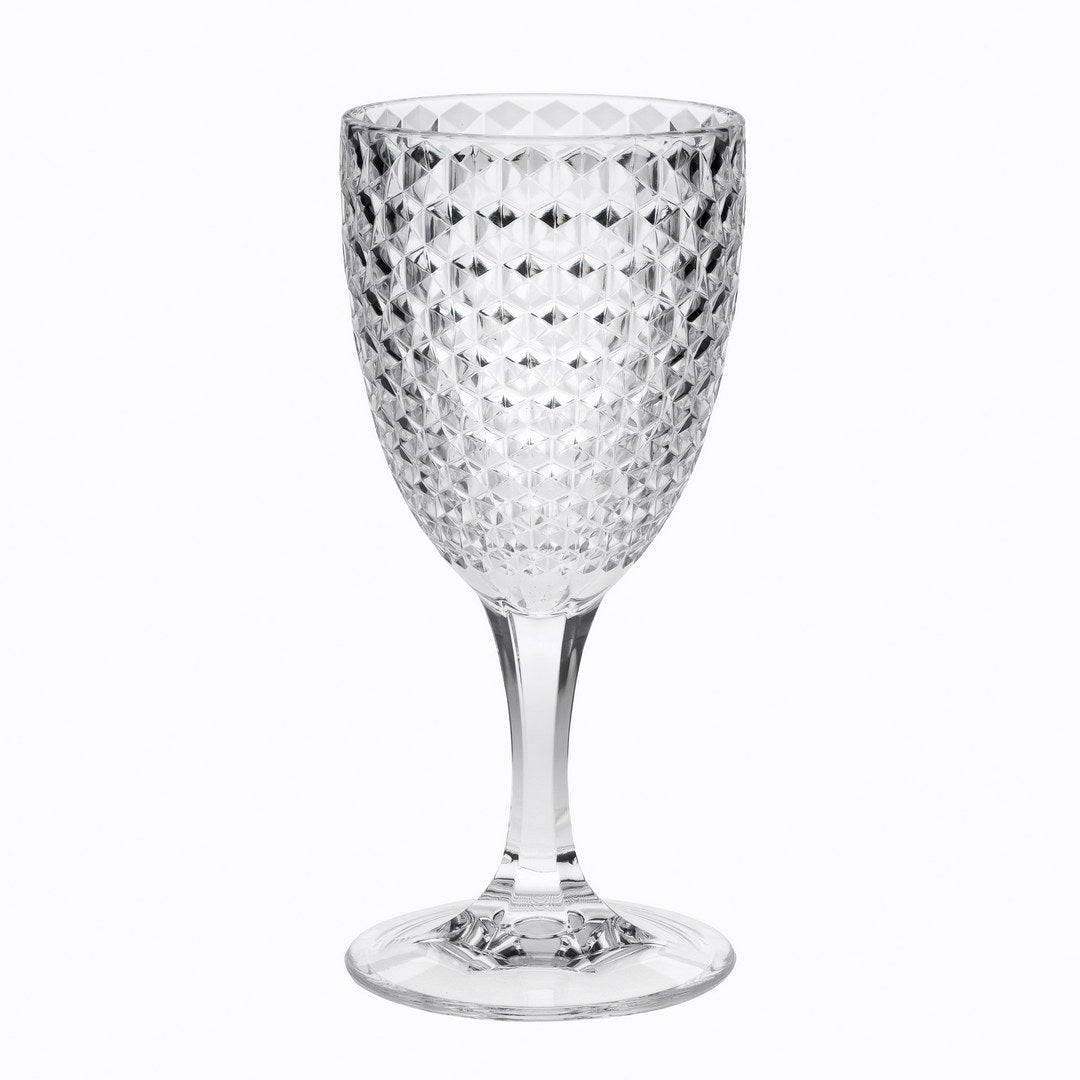 Diamond Cut Plastic Wine Glasses Set of 4 (12oz), BPA Free Acrylic Wine Glass Set, Unbreakable Red Wine Glasses, White Wine Glasses