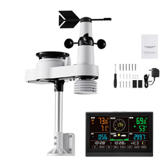 5-in-1 Wireless Weather Station 7.5 in Display Indoor Outdoor Thermometer Sensor