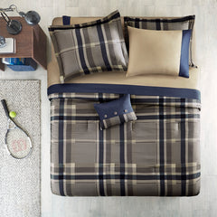 Twin XL Plaid Comforter Set with Bed Sheets