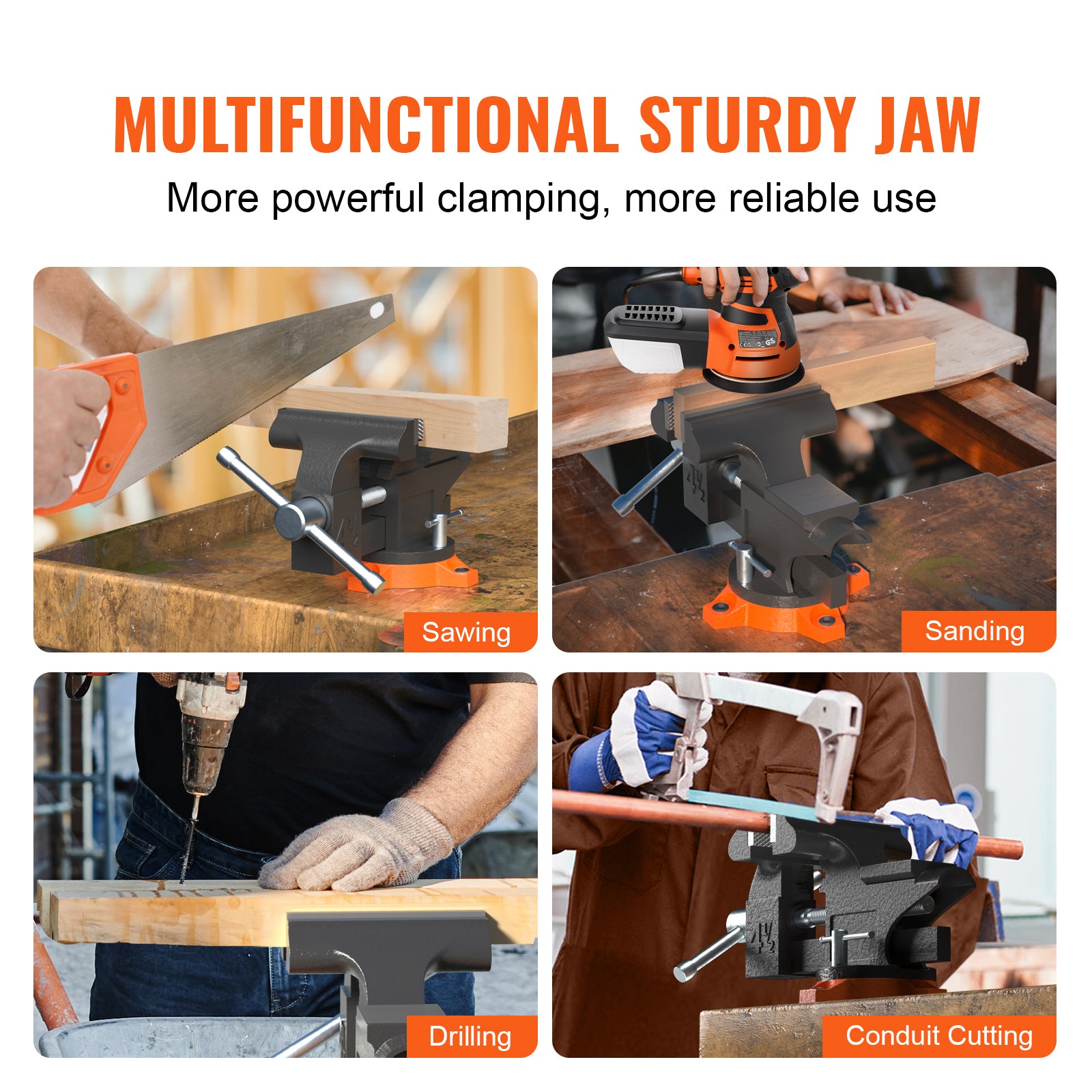 4.5" Bench Vise w/ Anvil 240°Swivel Base Heavy Duty Multipurpose Vise