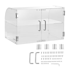 Pastry Display Case, 2-Tier Commercial Countertop Bakery Display Case, Acrylic Display Box with Rear Door Access & Removable Shelves, Keep Fresh for Donut Bagels Cake Cookie, 22"x14"x14"