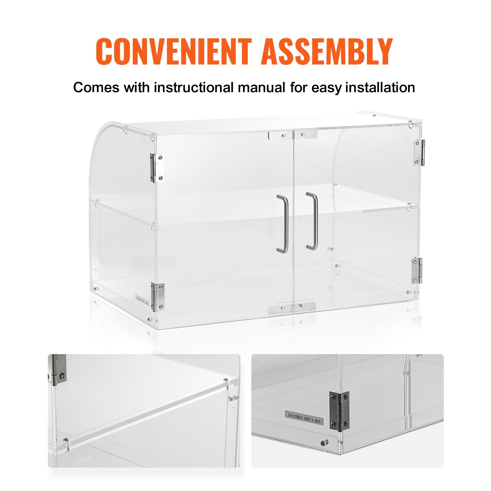 Pastry Display Case, 2-Tier Commercial Countertop Bakery Display Case, Acrylic Display Box with Rear Door Access & Removable Shelves, Keep Fresh for Donut Bagels Cake Cookie, 22"x14"x14"