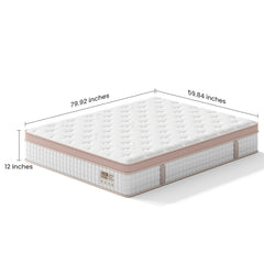 12 Inch Firm Hybrid Mattress – Queen Size – Gel Memory Foam & Pocket Springs – Pressure Relief, Motion Isolation, Ergonomic Modern Bed
