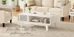 Coffee Table, Living Room Tables, Modern Table with Storage, Mid Century Farmhouse Wood Coffee Table for Living Room