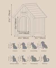 FSC Solid Cedar Pet House – Cream Yellow Cabin Style Indoor Shelter for Small Dogs & Cats