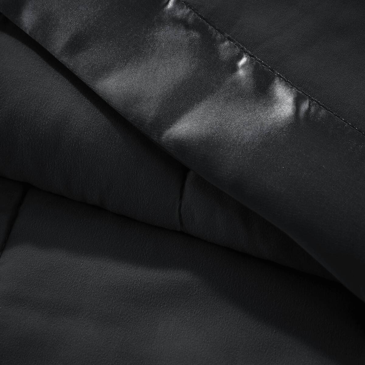 Lightweight Down Alternative Blanket with Satin Trim Black Twin