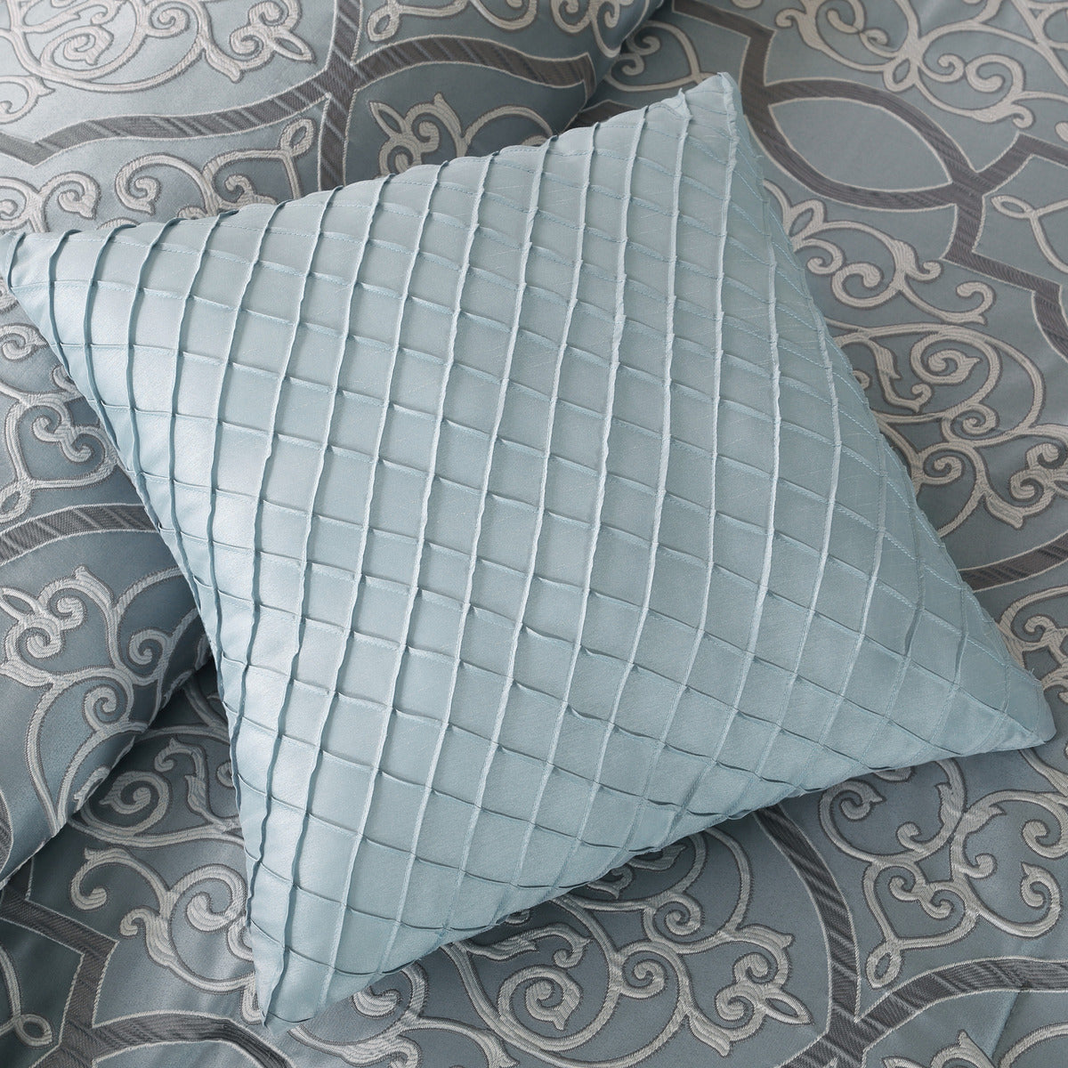 12 Piece Comforter Set with Cotton Bed Sheets Blue Cal King