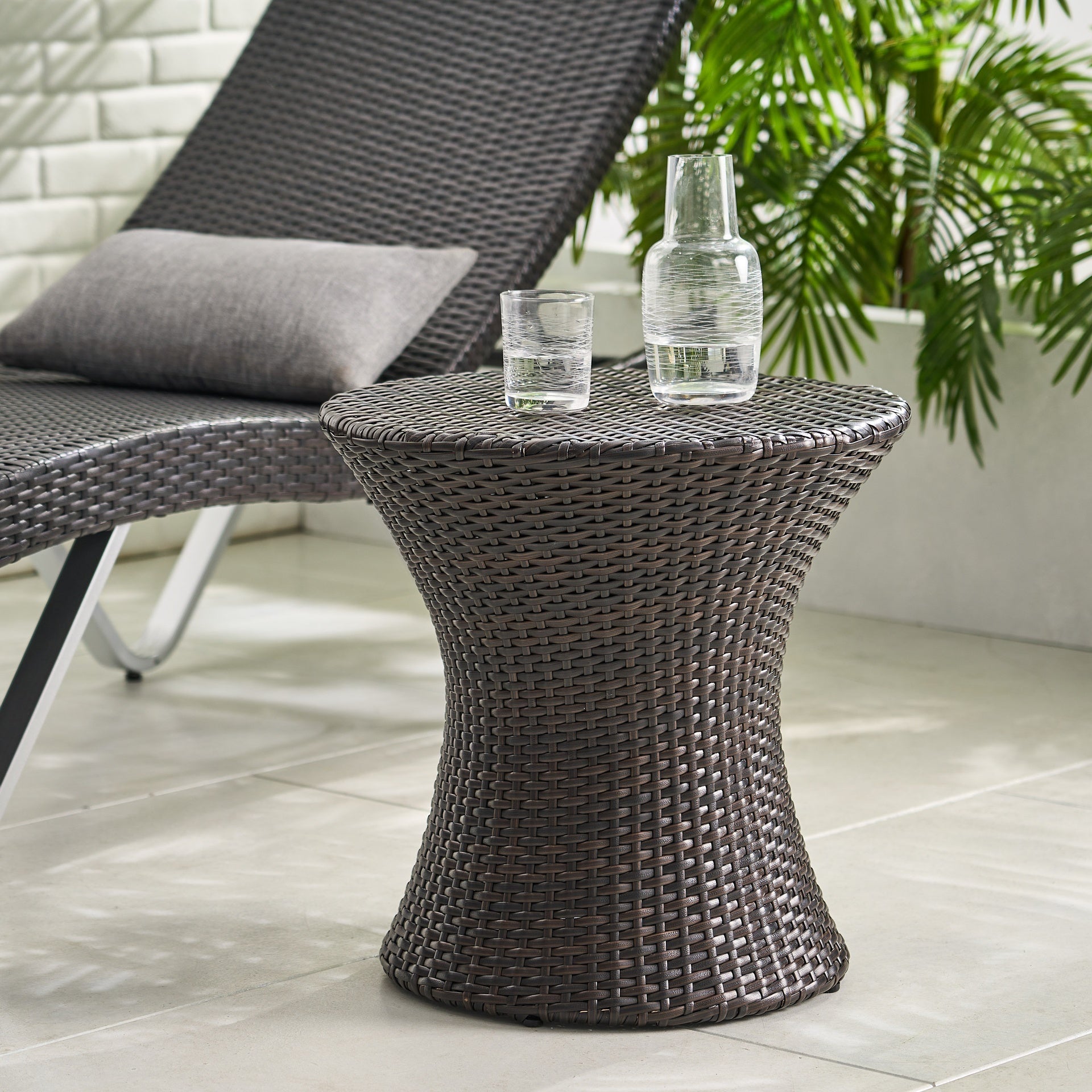 19" Kono Hourglass Table (No Glass Top) ,End table,Brown