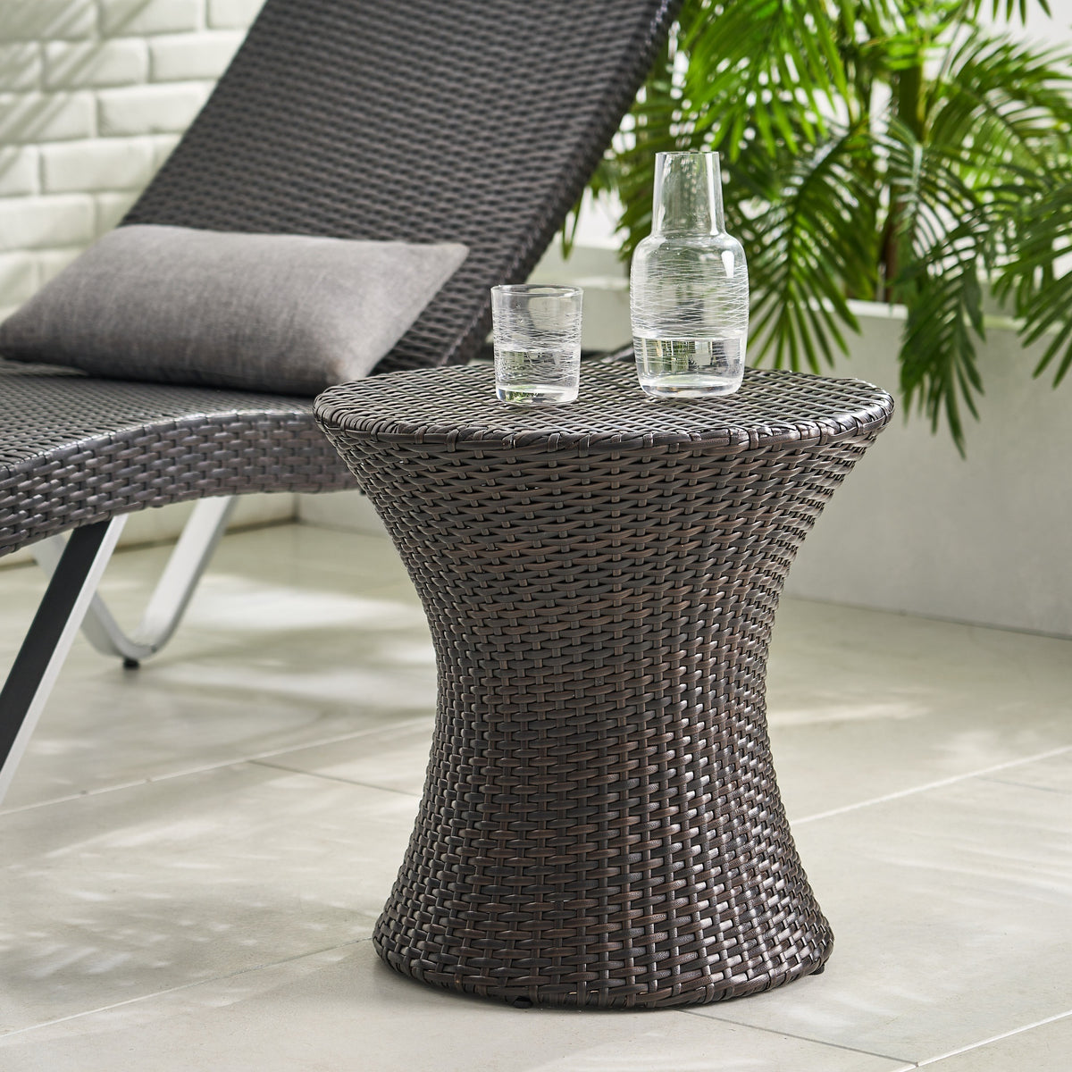 19" Kono Hourglass Table (No Glass Top) ,End table,Brown