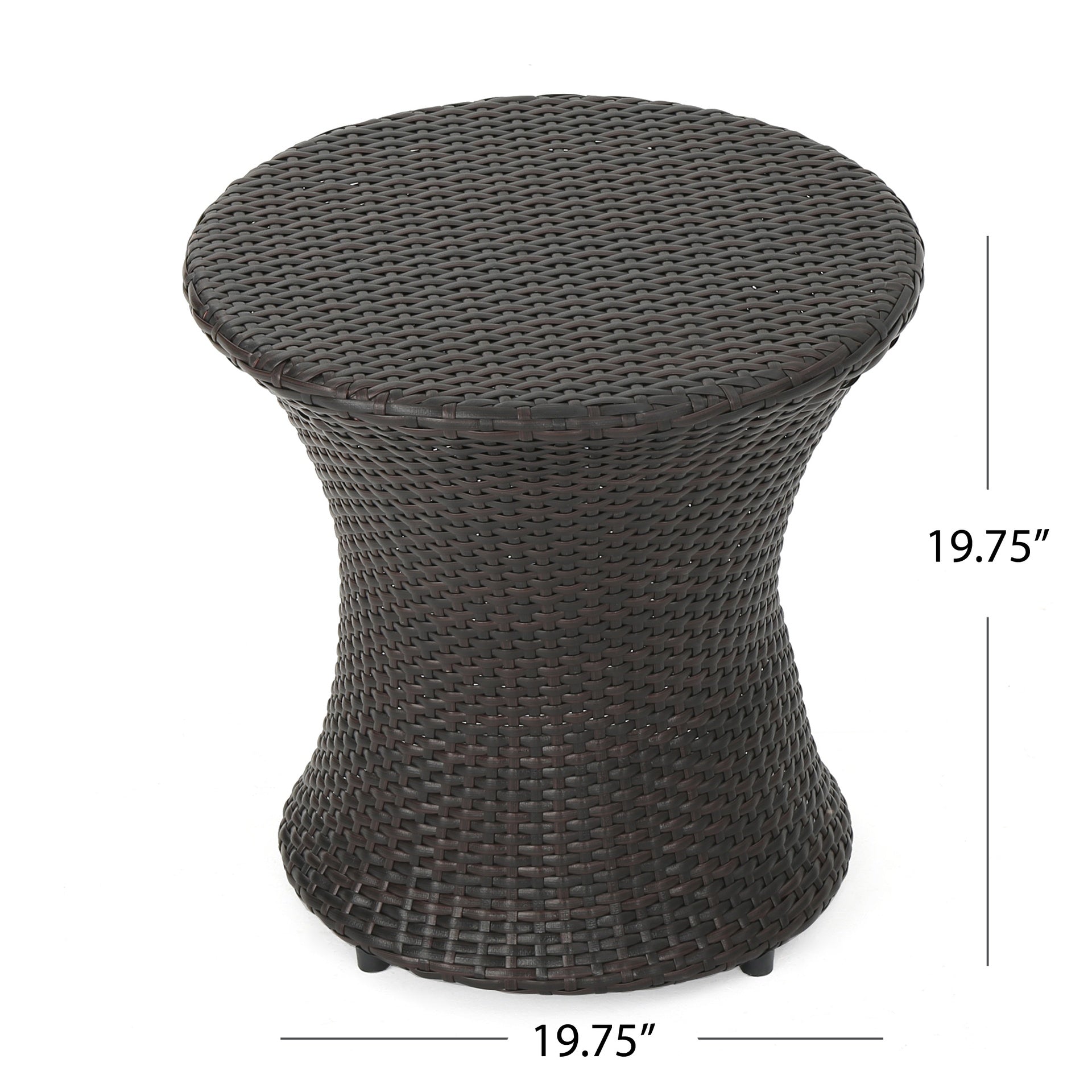 19" Kono Hourglass Table (No Glass Top) ,End table,Brown