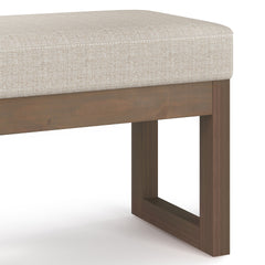 Milltown 27 inch Wide Solid Wood Footstool Small Ottoman Bench in Platinum
