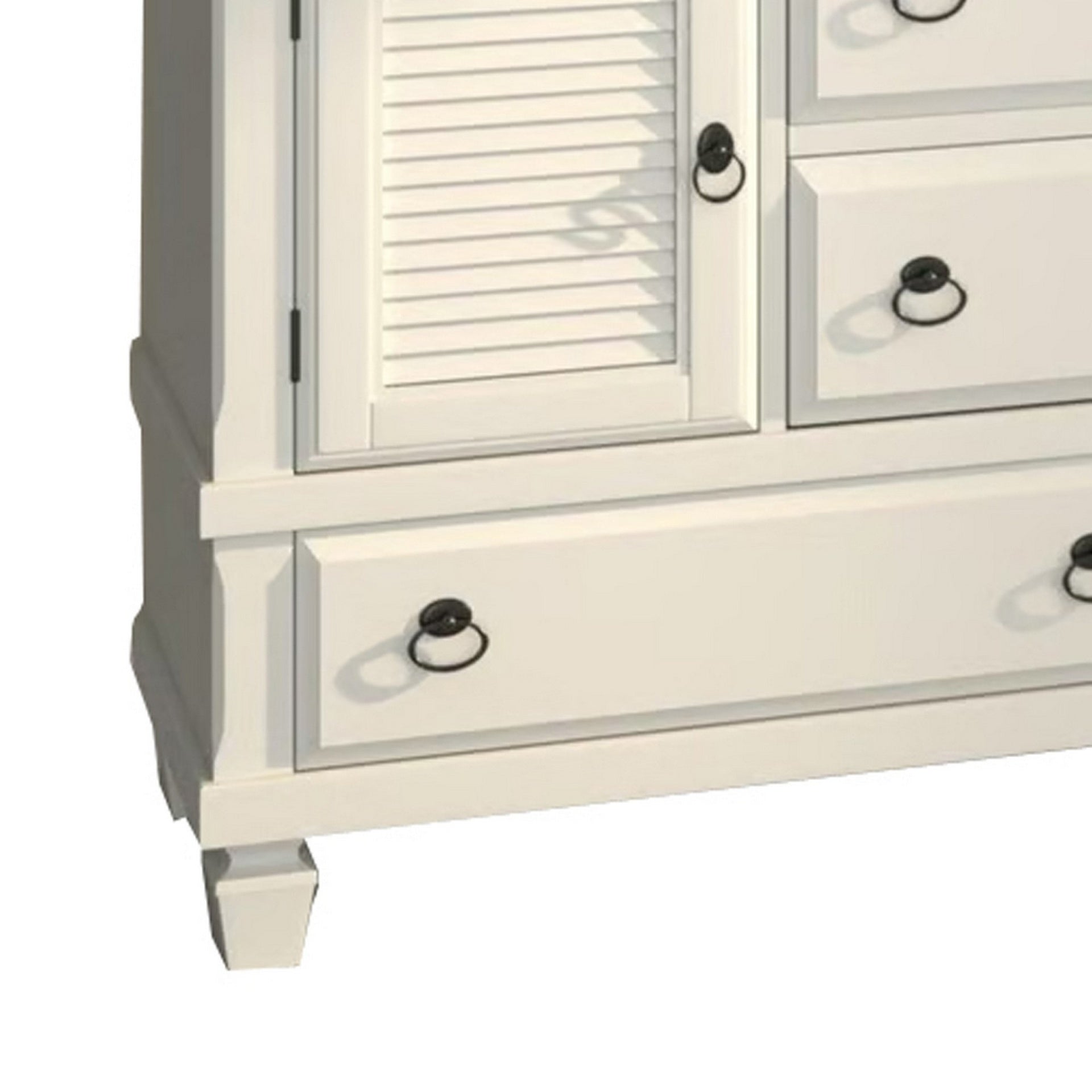 Pine Wood Dresser with 2 Cabinet & 6 Drawer in White