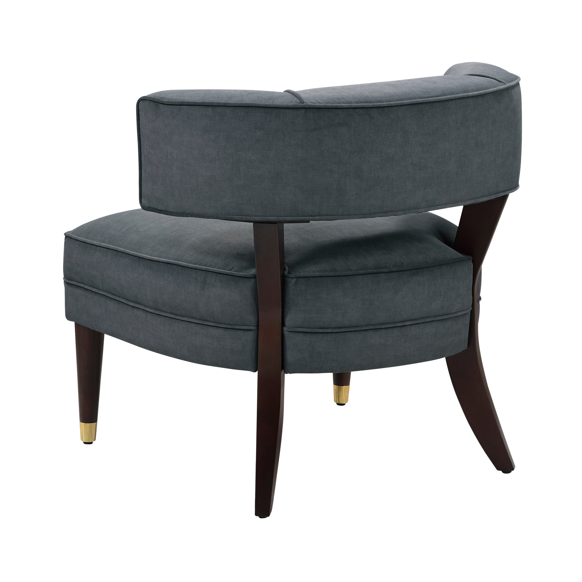 Elegant Style Accent Chair Dark Gray Velvet Upholstery Barrel-Back Solid Wood Luxury Living Room Furniture 1pc